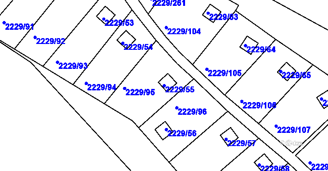 Parcela st. 2229/55 v KÚ Krásné Pole, Katastrální mapa