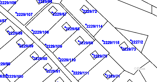 Parcela st. 2229/69 v KÚ Krásné Pole, Katastrální mapa