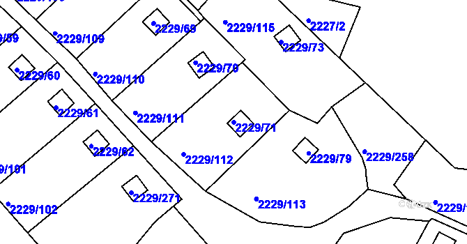 Parcela st. 2229/71 v KÚ Krásné Pole, Katastrální mapa