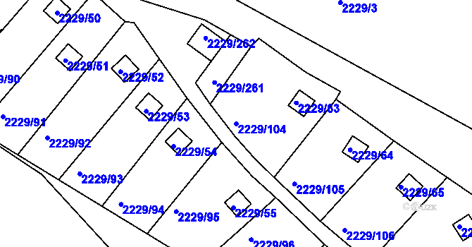 Parcela st. 2229/104 v KÚ Krásné Pole, Katastrální mapa