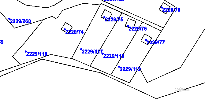Parcela st. 2229/118 v KÚ Krásné Pole, Katastrální mapa