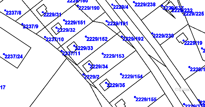 Parcela st. 2229/153 v KÚ Krásné Pole, Katastrální mapa