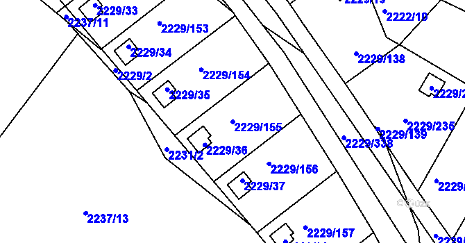 Parcela st. 2229/155 v KÚ Krásné Pole, Katastrální mapa