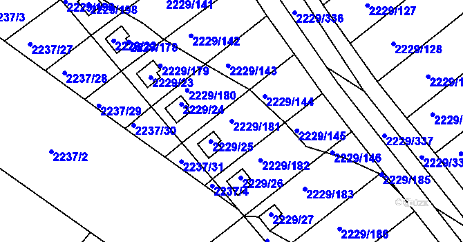 Parcela st. 2229/181 v KÚ Krásné Pole, Katastrální mapa