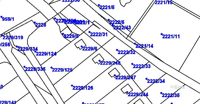 Parcela st. 2229/202 v KÚ Krásné Pole, Katastrální mapa