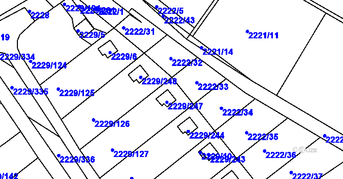 Parcela st. 2229/203 v KÚ Krásné Pole, Katastrální mapa