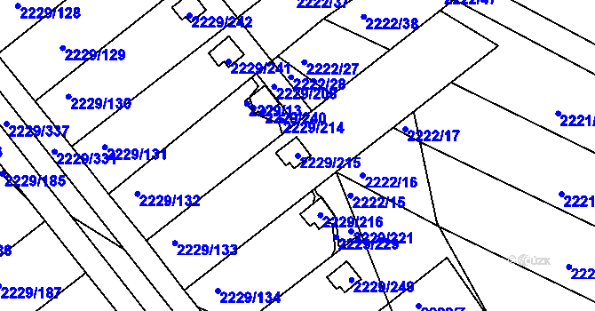 Parcela st. 2229/215 v KÚ Krásné Pole, Katastrální mapa