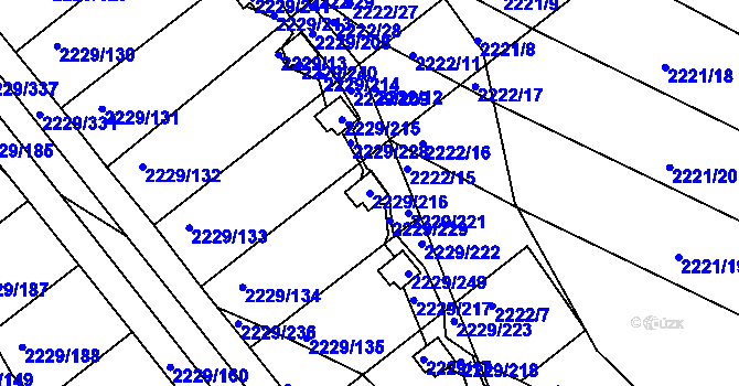 Parcela st. 2229/216 v KÚ Krásné Pole, Katastrální mapa