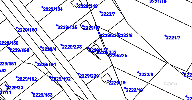 Parcela st. 2229/232 v KÚ Krásné Pole, Katastrální mapa