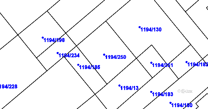 Parcela st. 1194/250 v KÚ Krásné Pole, Katastrální mapa