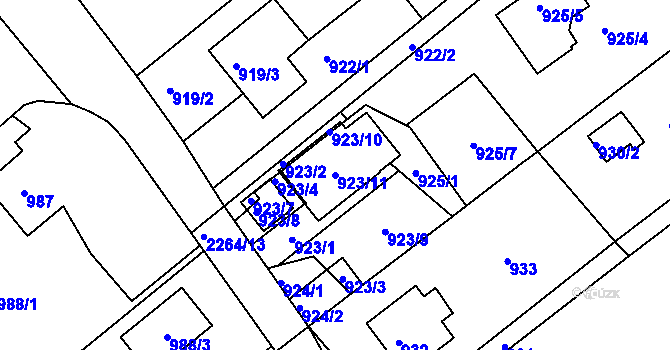 Parcela st. 923/11 v KÚ Krásné Pole, Katastrální mapa