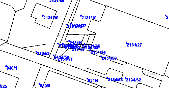 Parcela st. 2131/36 v KÚ Krásné Pole, Katastrální mapa