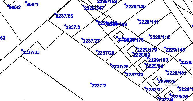 Parcela st. 2237/28 v KÚ Krásné Pole, Katastrální mapa