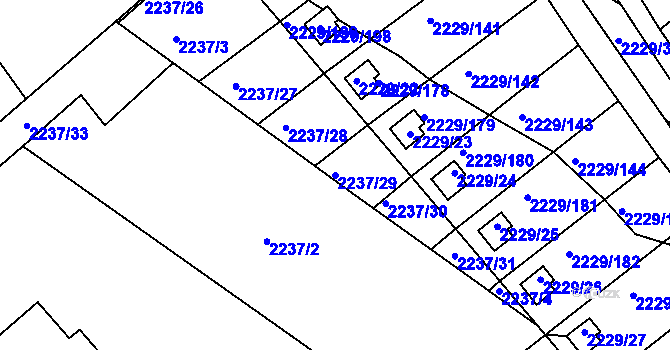 Parcela st. 2237/29 v KÚ Krásné Pole, Katastrální mapa