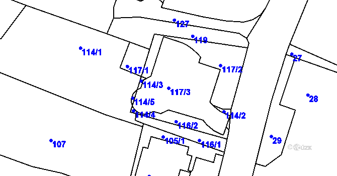 Parcela st. 117/3 v KÚ Krásné Pole, Katastrální mapa