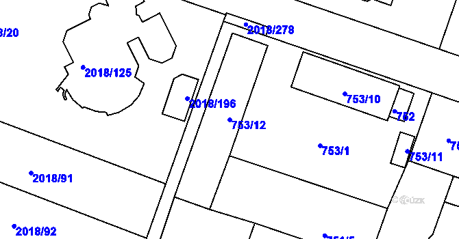 Parcela st. 753/12 v KÚ Krásné Pole, Katastrální mapa