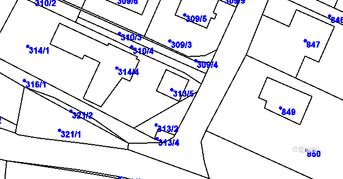 Parcela st. 313/5 v KÚ Krásné Pole, Katastrální mapa