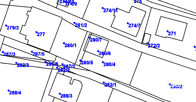Parcela st. 280/6 v KÚ Krásné Pole, Katastrální mapa