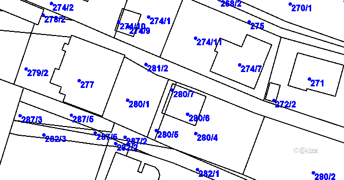 Parcela st. 280/7 v KÚ Krásné Pole, Katastrální mapa