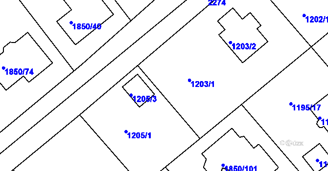 Parcela st. 1205/2 v KÚ Krásné Pole, Katastrální mapa