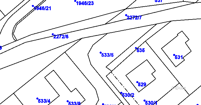 Parcela st. 533/5 v KÚ Krásné Pole, Katastrální mapa