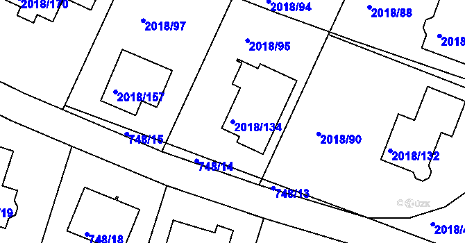 Parcela st. 2018/134 v KÚ Krásné Pole, Katastrální mapa