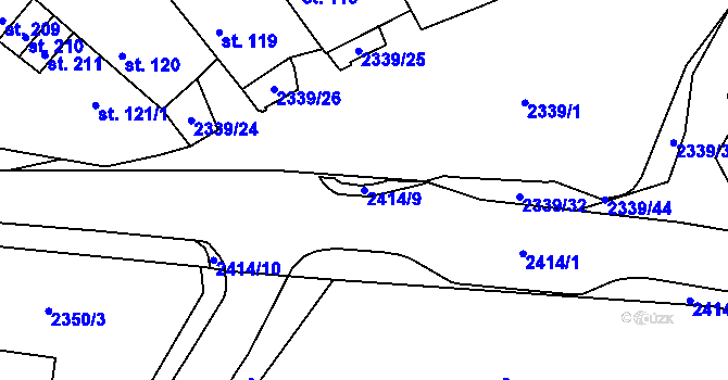Parcela st. 2414/9 v KÚ Krásné Údolí, Katastrální mapa