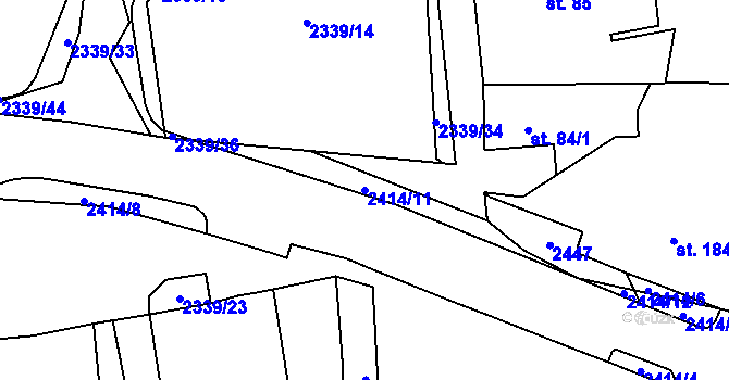 Parcela st. 2414/11 v KÚ Krásné Údolí, Katastrální mapa
