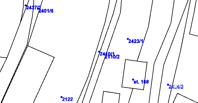 Parcela st. 2410/1 v KÚ Krásné Údolí, Katastrální mapa