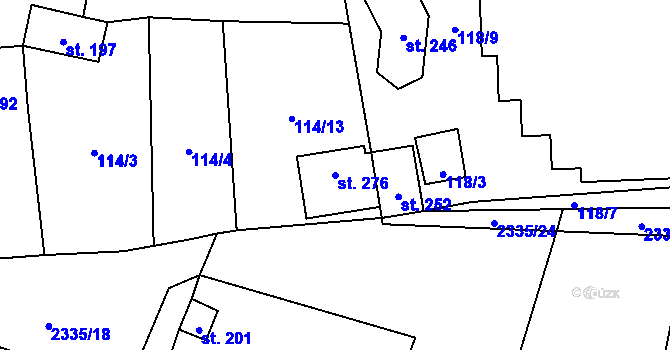 Parcela st. 276 v KÚ Krásné Údolí, Katastrální mapa