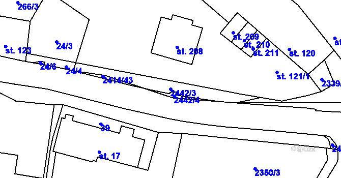 Parcela st. 2442/3 v KÚ Krásné Údolí, Katastrální mapa