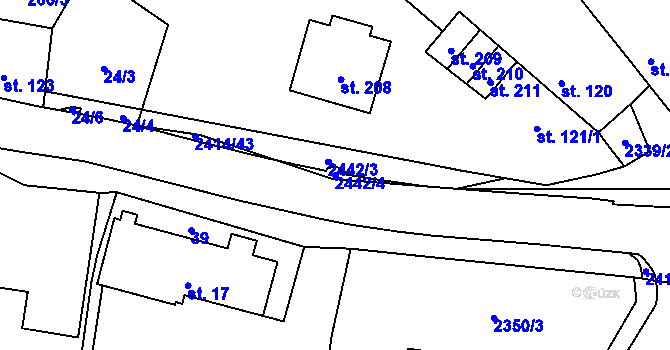 Parcela st. 2442/4 v KÚ Krásné Údolí, Katastrální mapa