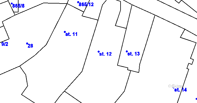Parcela st. 12 v KÚ Odolenovice, Katastrální mapa