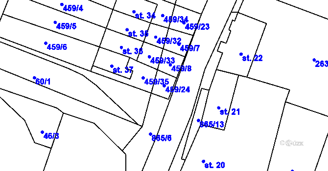 Parcela st. 459/24 v KÚ Odolenovice, Katastrální mapa