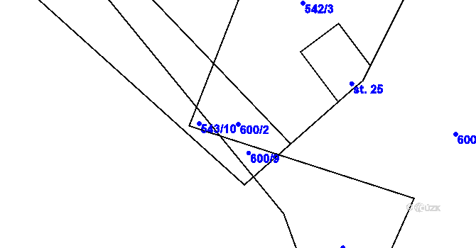 Parcela st. 600/2 v KÚ Odolenovice, Katastrální mapa