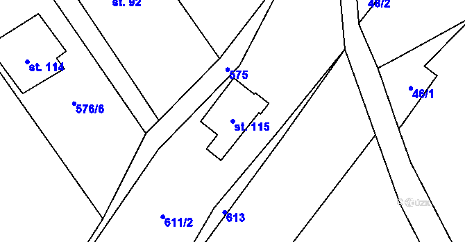 Parcela st. 115 v KÚ Krásněves, Katastrální mapa