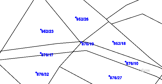 Parcela st. 876/19 v KÚ Krásněves, Katastrální mapa