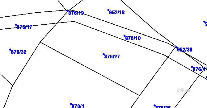 Parcela st. 876/27 v KÚ Krásněves, Katastrální mapa