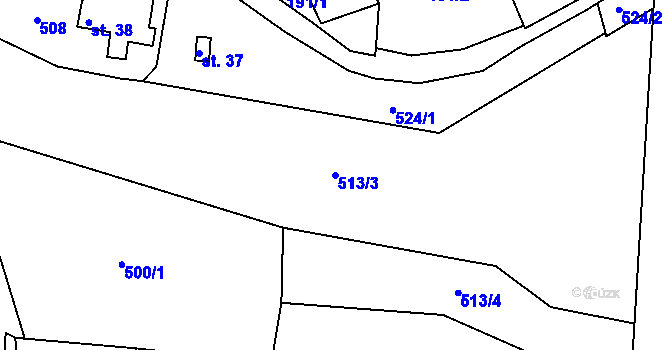 Parcela st. 513/3 v KÚ Dolní Hluboká, Katastrální mapa