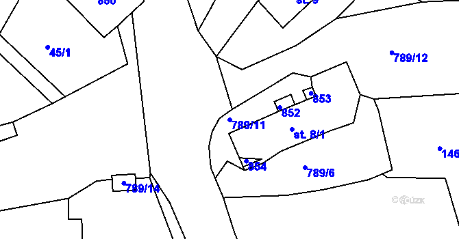 Parcela st. 789/11 v KÚ Háje nad Teplou, Katastrální mapa