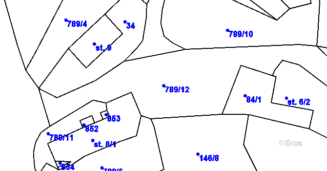 Parcela st. 789/12 v KÚ Háje nad Teplou, Katastrální mapa