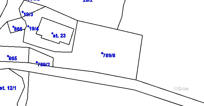 Parcela st. 789/8 v KÚ Háje nad Teplou, Katastrální mapa