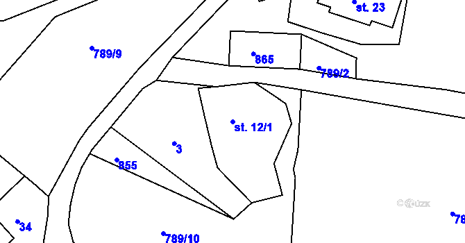 Parcela st. 12/1 v KÚ Háje nad Teplou, Katastrální mapa