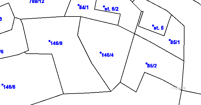 Parcela st. 146/4 v KÚ Háje nad Teplou, Katastrální mapa