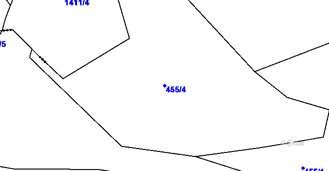 Parcela st. 455/4 v KÚ Háje nad Teplou, Katastrální mapa