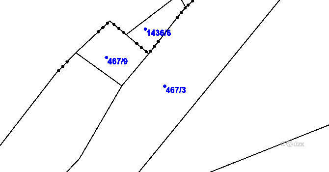 Parcela st. 467/3 v KÚ Háje nad Teplou, Katastrální mapa