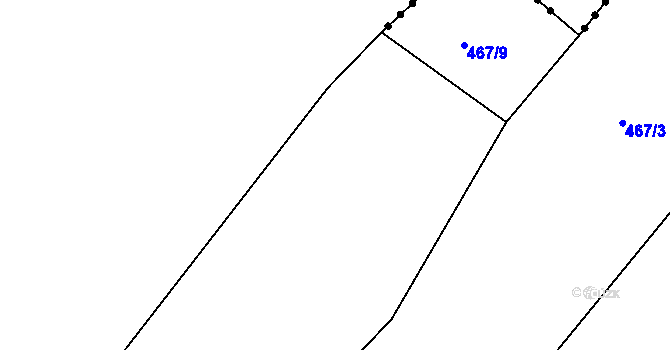 Parcela st. 467/4 v KÚ Háje nad Teplou, Katastrální mapa