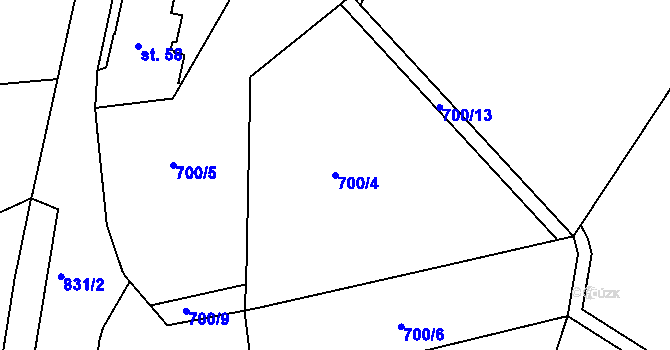 Parcela st. 700/4 v KÚ Háje nad Teplou, Katastrální mapa