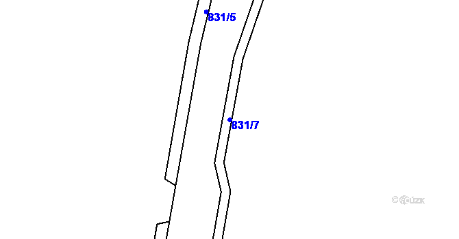 Parcela st. 831/7 v KÚ Háje nad Teplou, Katastrální mapa