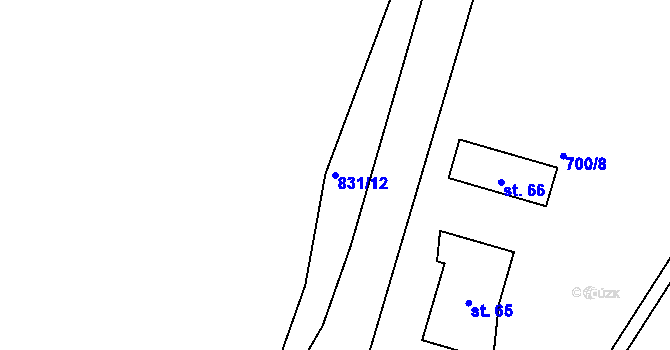 Parcela st. 831/12 v KÚ Háje nad Teplou, Katastrální mapa